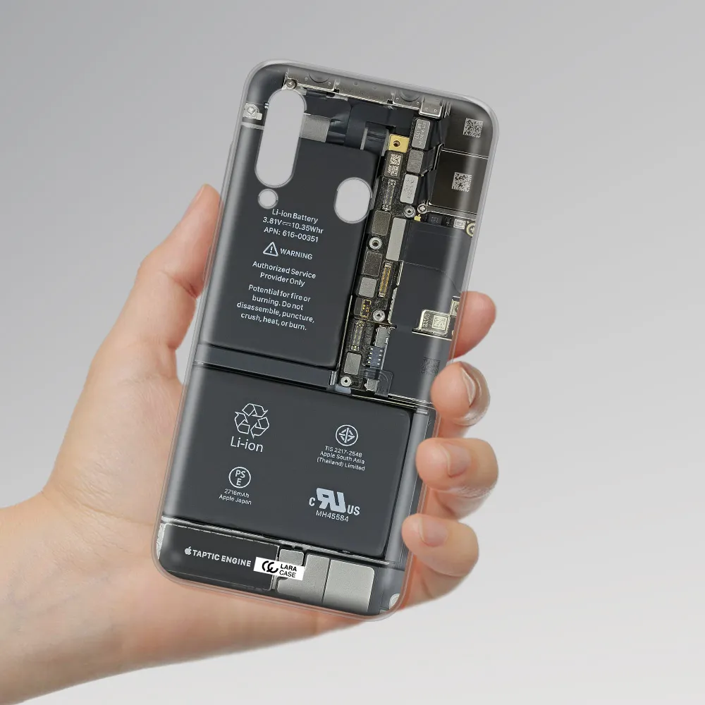 A Close-Up Of A Cell Phone Battery Samsung A60 Clear Tpu Case