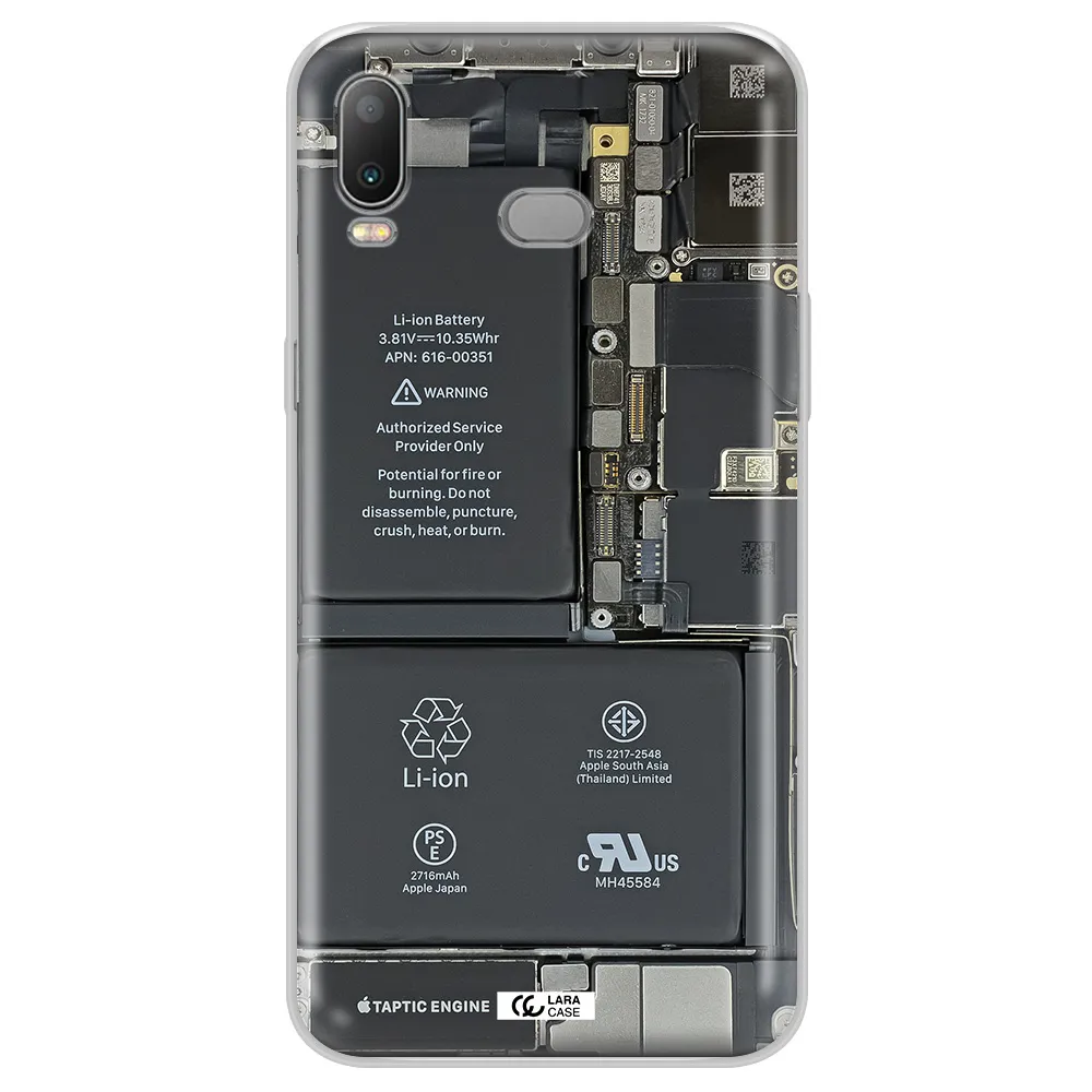A Close-Up Of A Cell Phone Battery Samsung A6S Clear Tpu Case