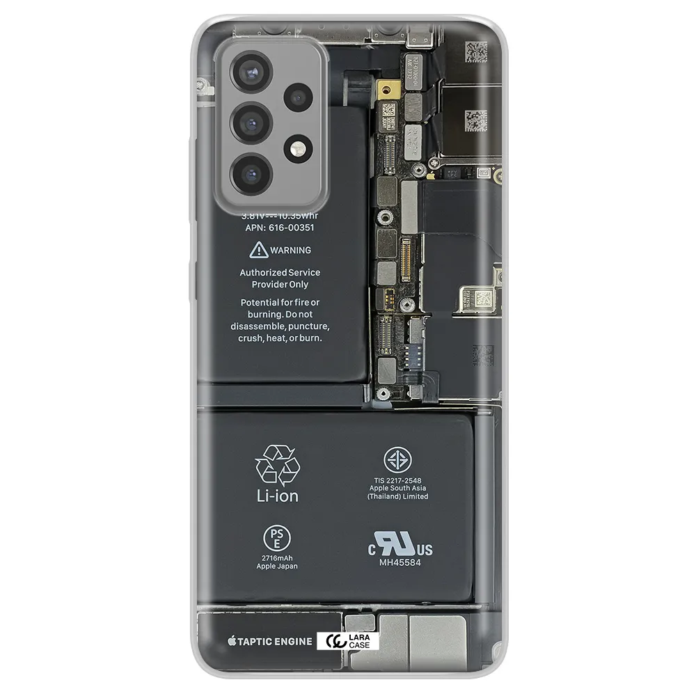 A Close-Up Of A Cell Phone Battery Samsung A72 Clear Tpu Case