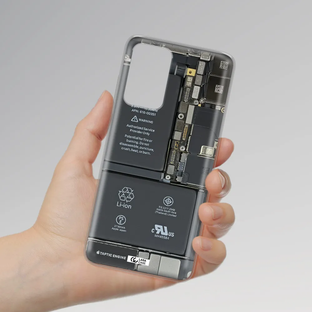 A Close-Up Of A Cell Phone Battery Samsung A72 Clear Tpu Case