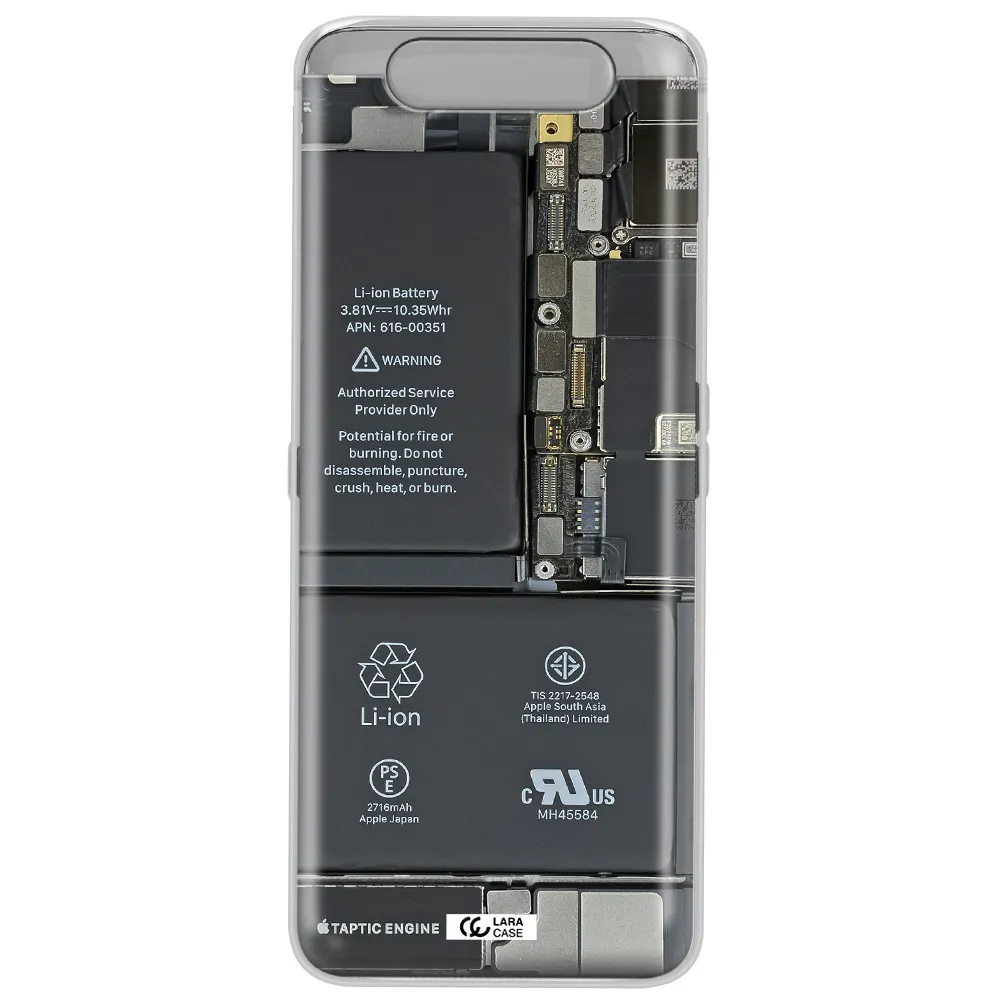 A Close-Up Of A Cell Phone Battery Samsung A80 Clear Tpu Case