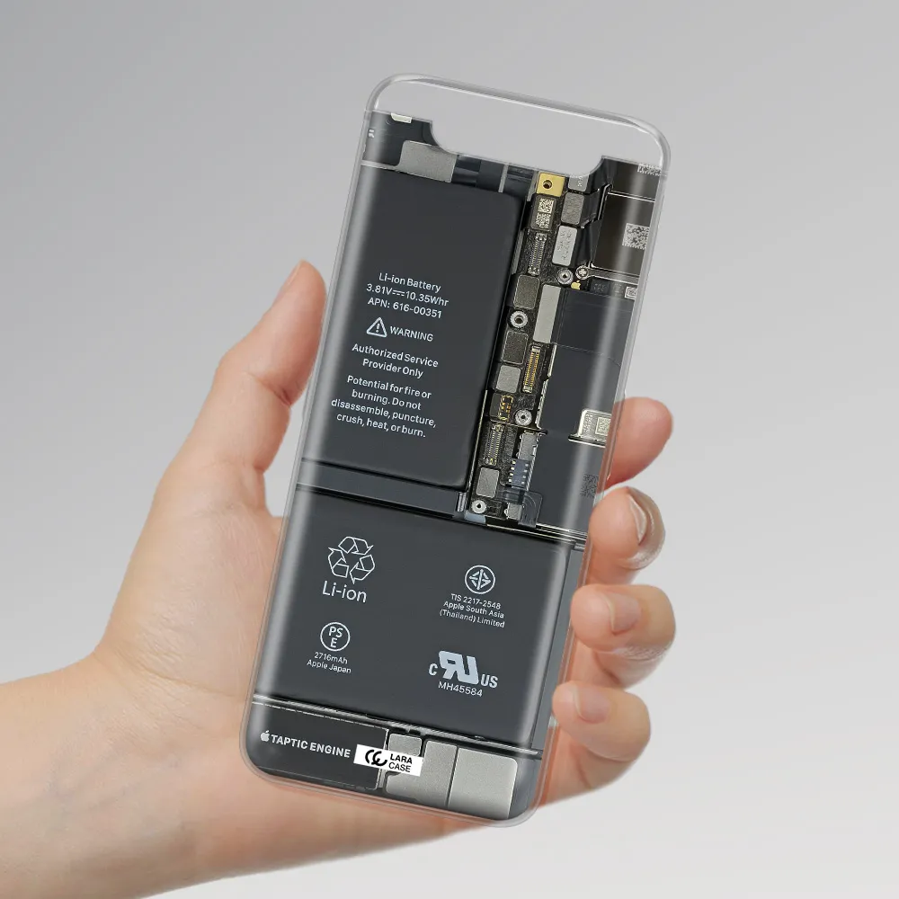 A Close-Up Of A Cell Phone Battery Samsung A80 Clear Tpu Case