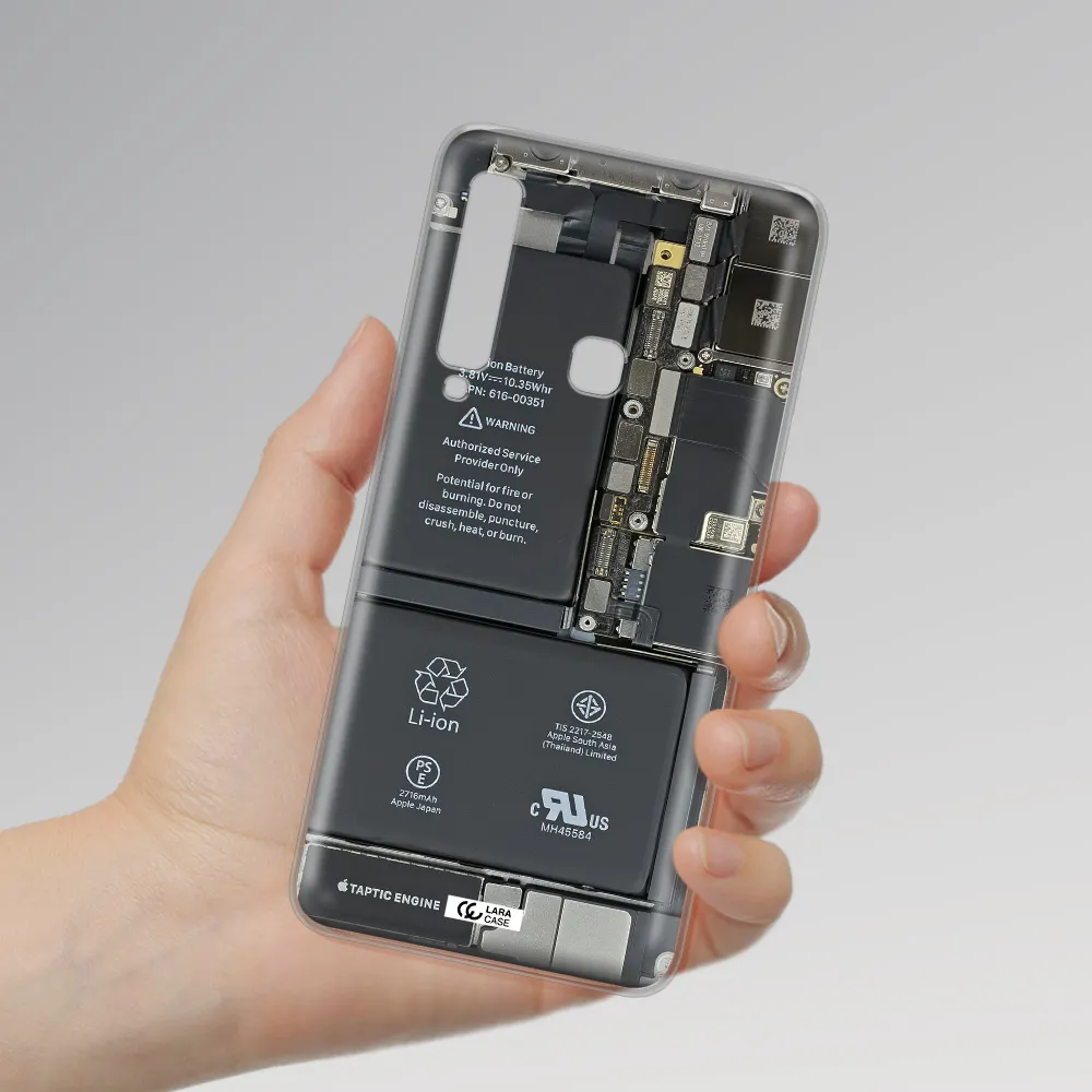 A Close-Up Of A Cell Phone Battery Samsung A9 2018 Clear Tpu Case