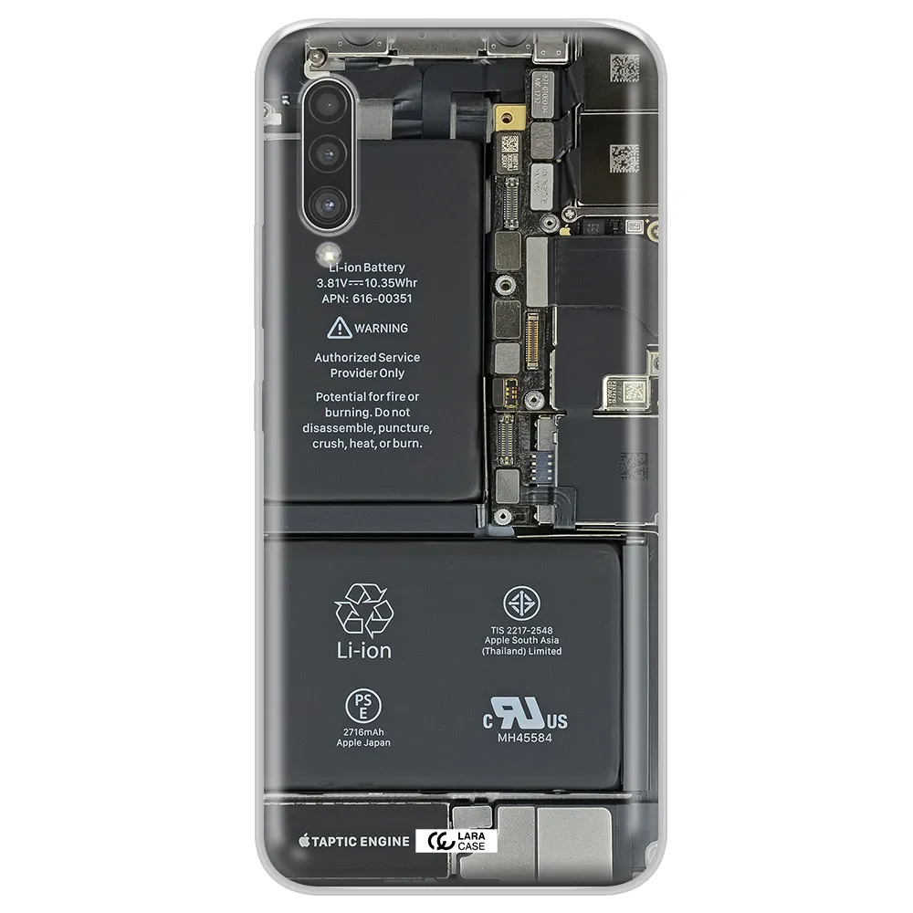 A Close-Up Of A Cell Phone Battery Samsung A90 Clear Tpu Case