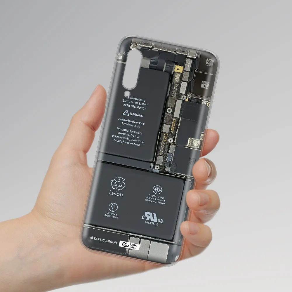 A Close-Up Of A Cell Phone Battery Samsung A90 Clear Tpu Case