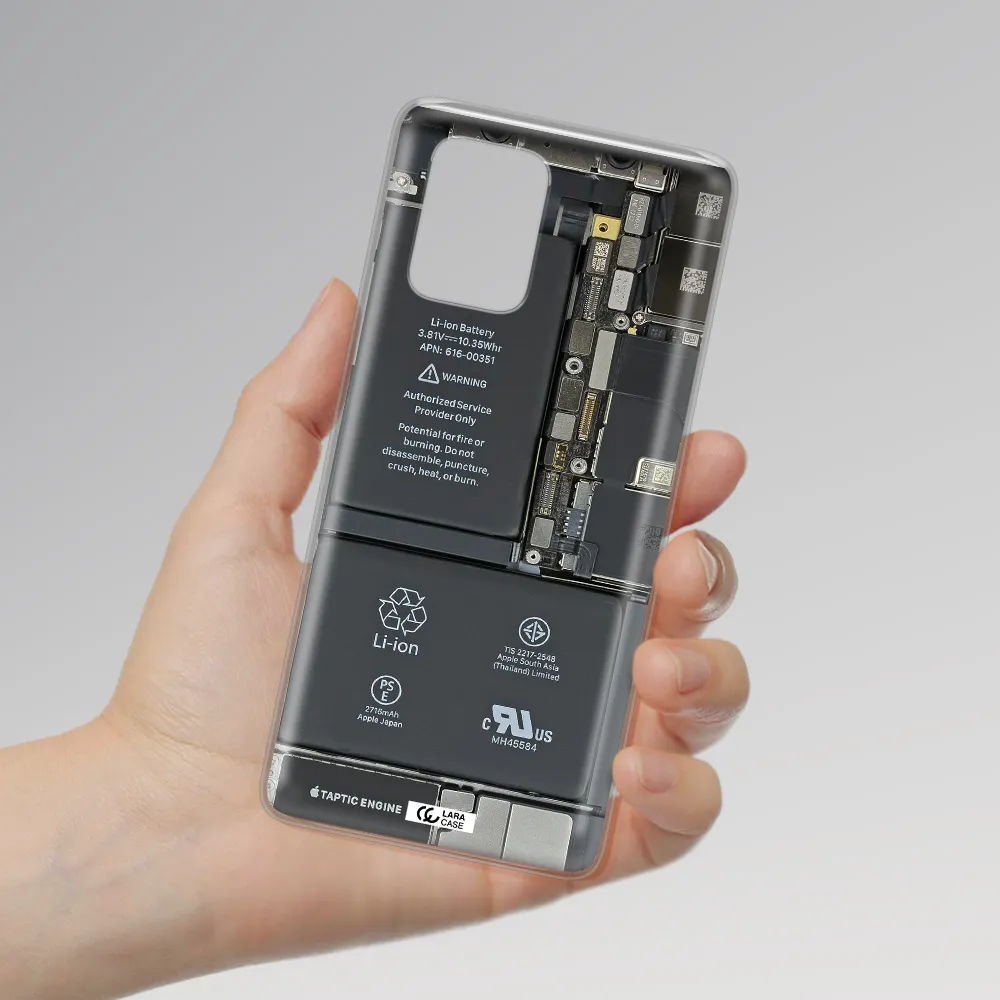 A Close-Up Of A Cell Phone Battery Samsung A91 Clear Tpu Case