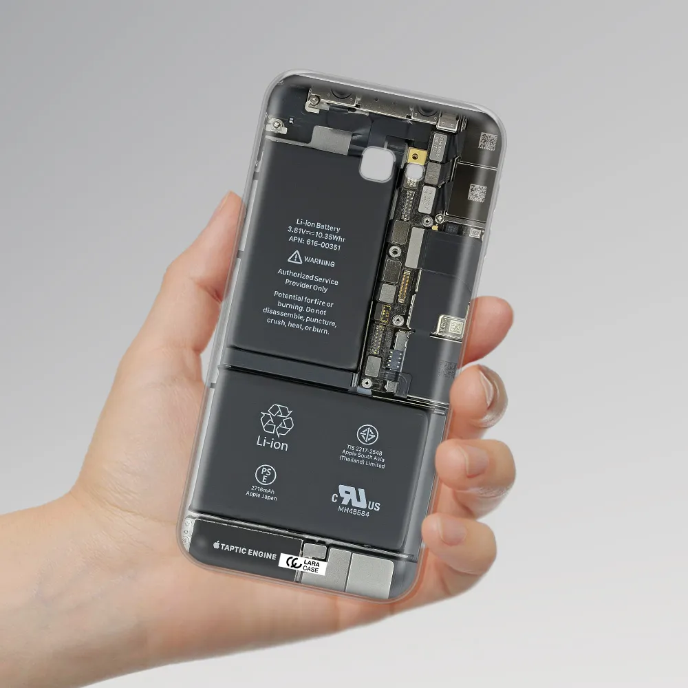 A Close-Up Of A Cell Phone Battery Samsung J4 Plus Clear Tpu Case