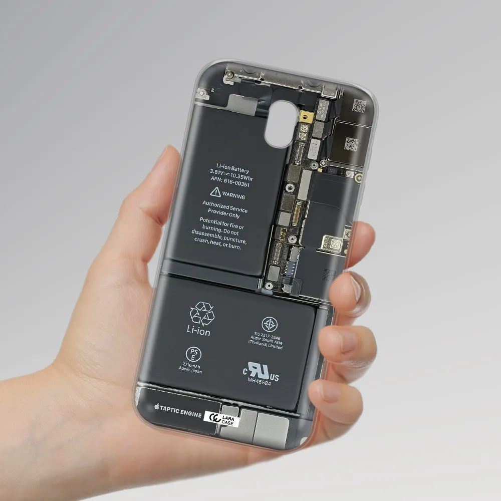 A Close-Up Of A Cell Phone Battery Samsung J5 2017 Clear Tpu Case