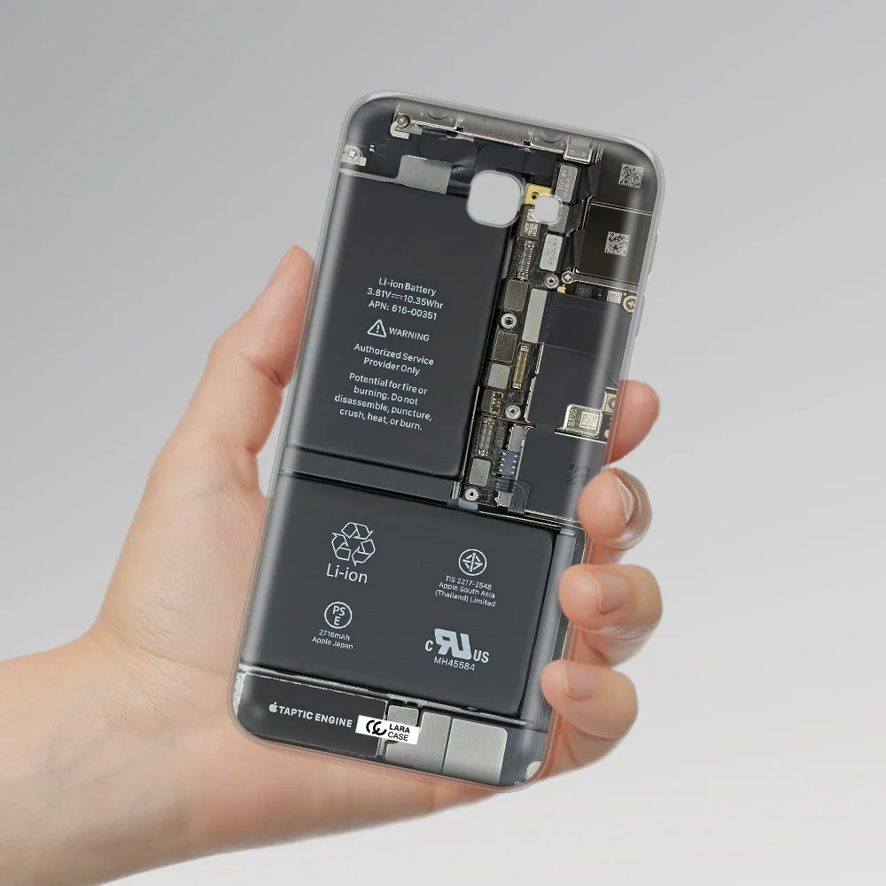 A Close-Up Of A Cell Phone Battery Samsung J5 Prime Clear Tpu Case