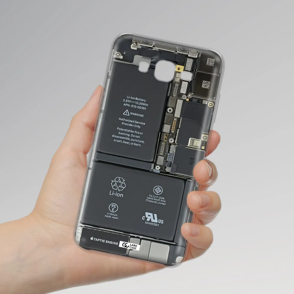 A Close-Up Of A Cell Phone Battery Samsung J7 2015 Clear Tpu Case