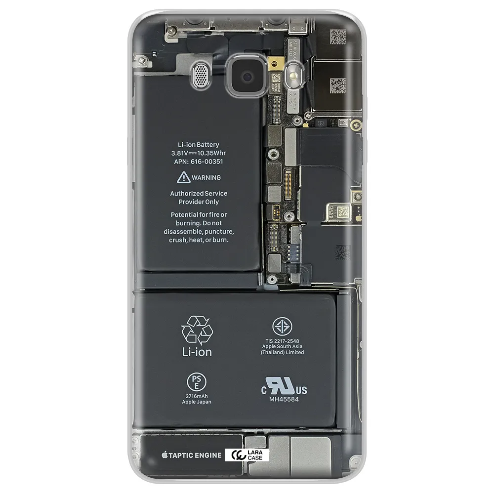 A Close-Up Of A Cell Phone Battery Samsung J7 2016 Clear Tpu Case