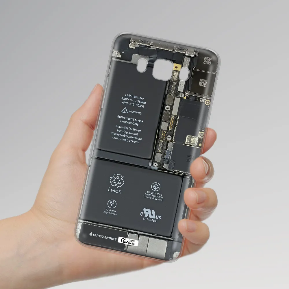 A Close-Up Of A Cell Phone Battery Samsung J7 2016 Clear Tpu Case