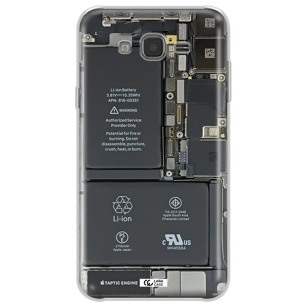 A Close-Up Of A Cell Phone Battery Samsung J7 Core Clear Tpu Case