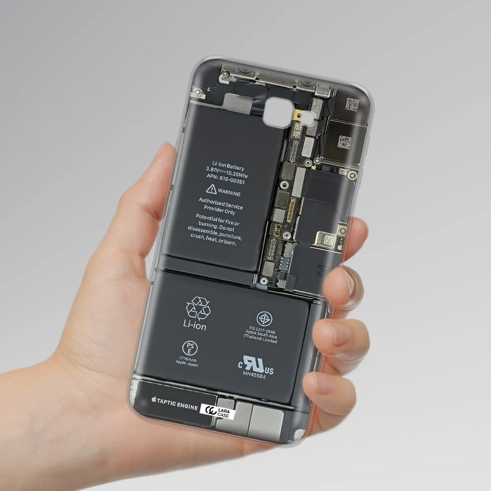 A Close-Up Of A Cell Phone Battery Samsung J7 Prim Clear Tpu Case