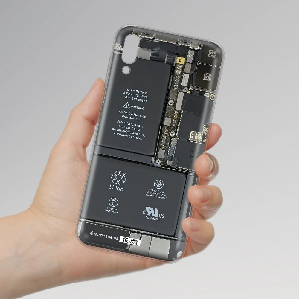 A Close-Up Of A Cell Phone Battery Samsung M10 Clear Tpu Case