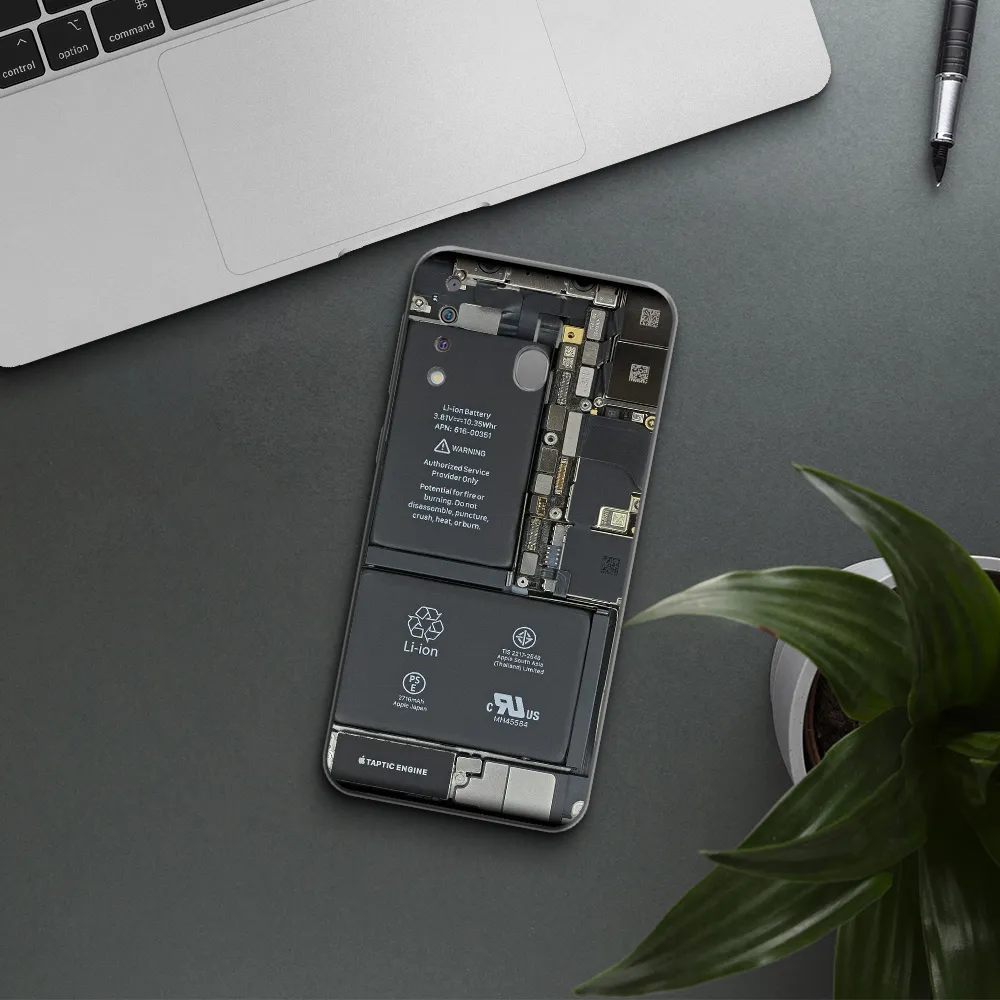 A Close-Up Of A Cell Phone Battery Samsung M30 Clear Tpu Case