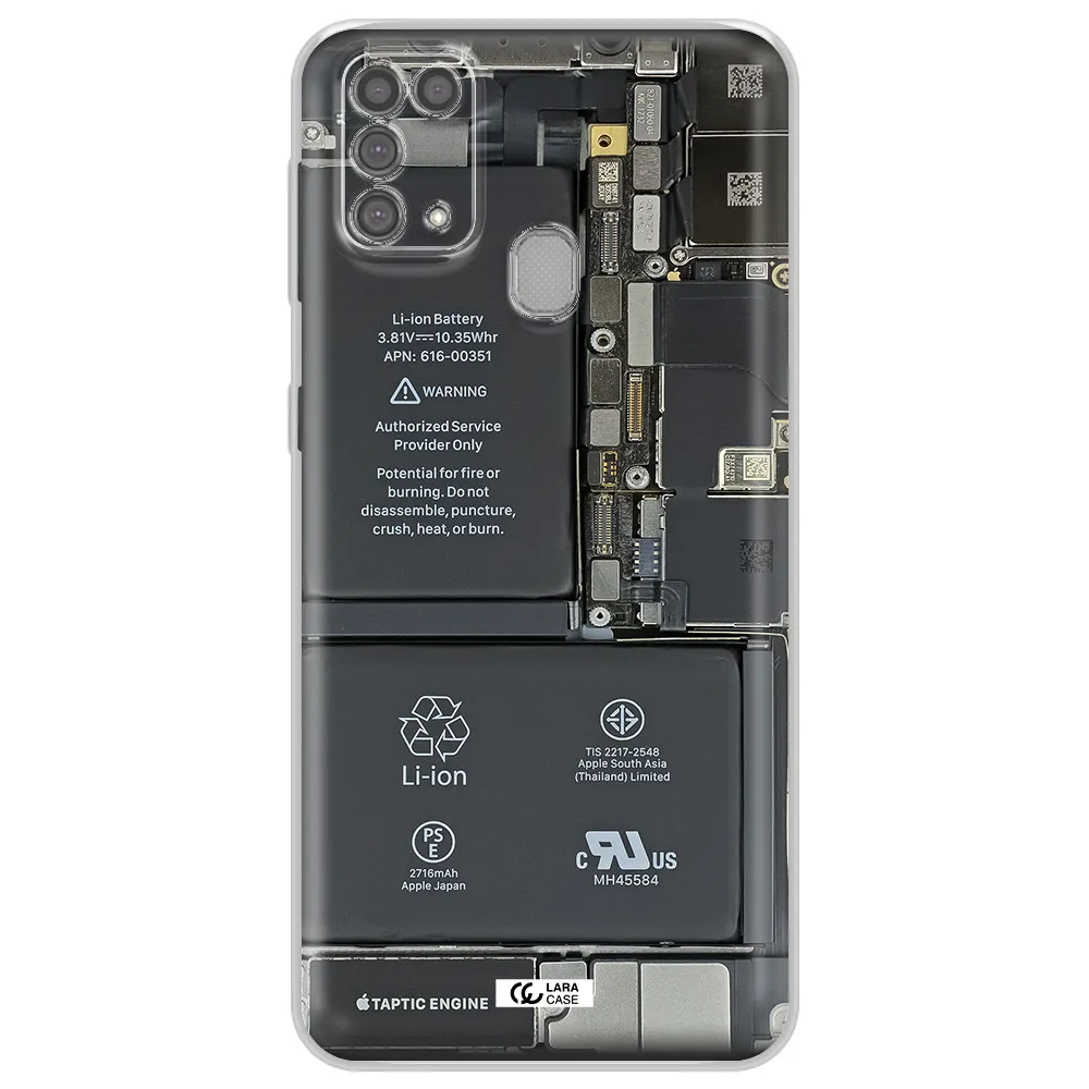 A Close-Up Of A Cell Phone Battery Samsung M31 Clear Tpu Case