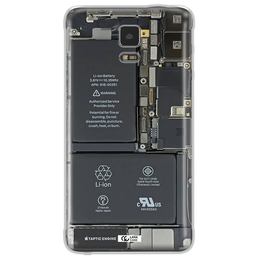 A Close-Up Of A Cell Phone Battery Samsung Note 4 Clear Tpu Case