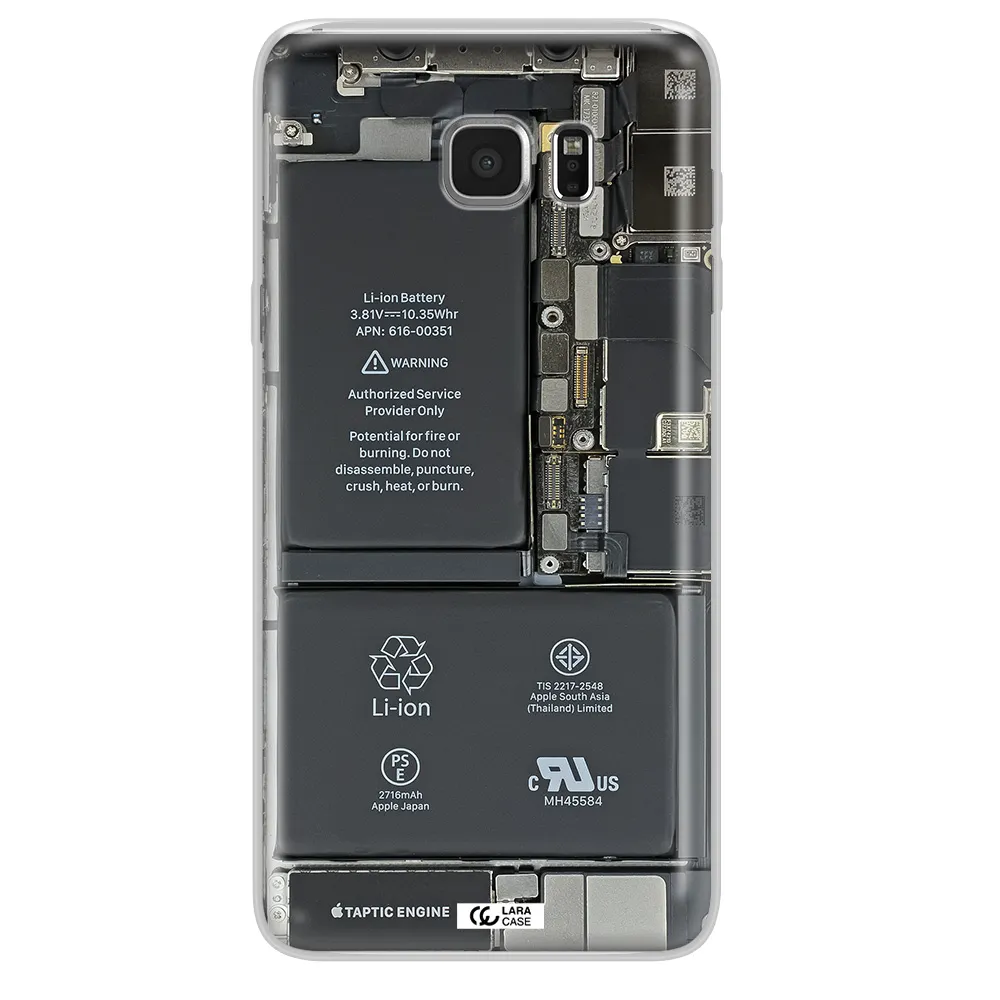 A Close-Up Of A Cell Phone Battery Samsung Note 5 Clear Tpu Case