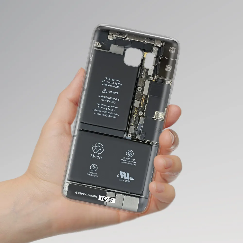 A Close-Up Of A Cell Phone Battery Samsung Note 5 Clear Tpu Case