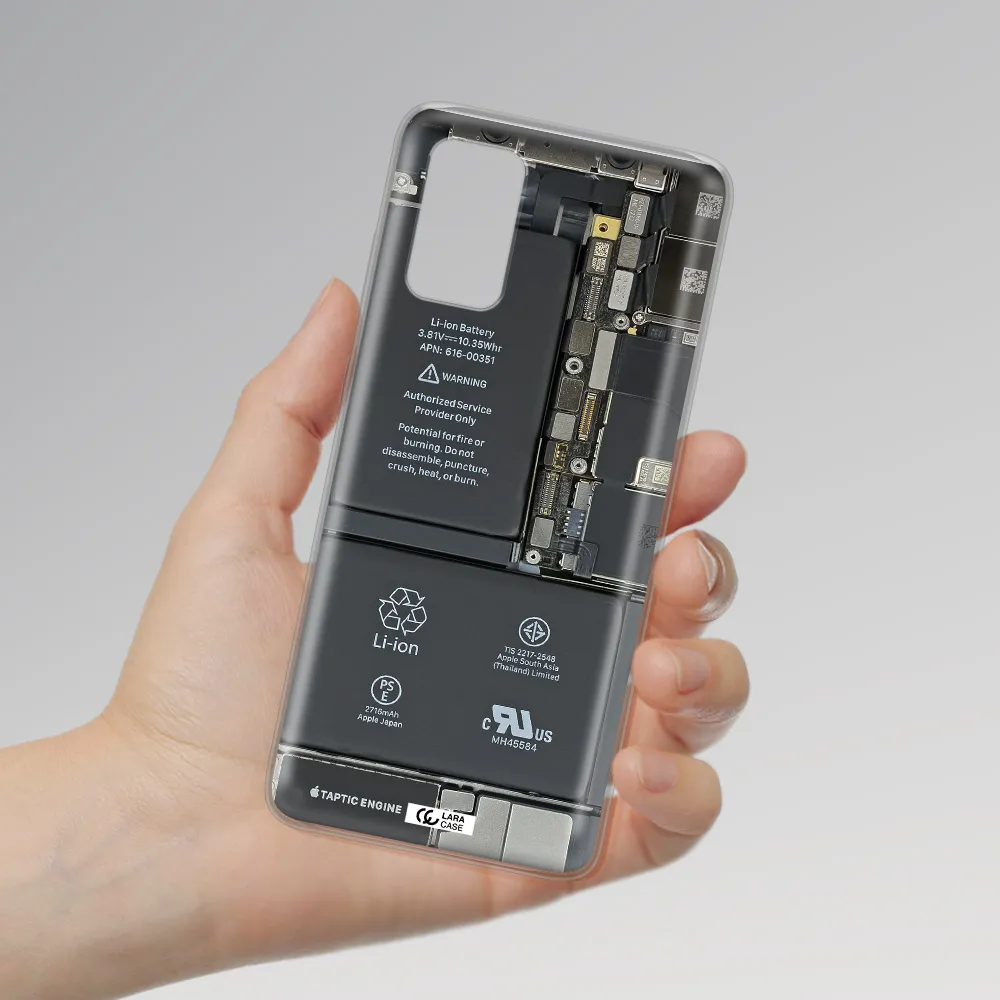 A Close-Up Of A Cell Phone Battery Samsung S 20 Plus Clear Tpu Case