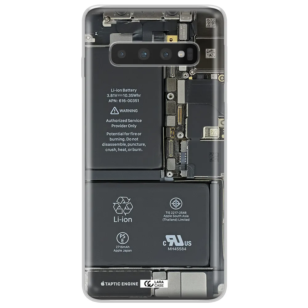 A Close-Up Of A Cell Phone Battery Samsung S10 Clear Tpu Case