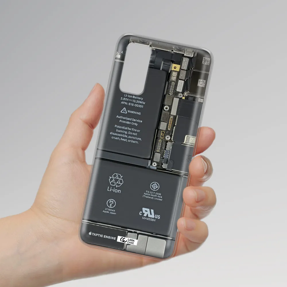 A Close-Up Of A Cell Phone Battery Samsung S20 Clear Tpu Case