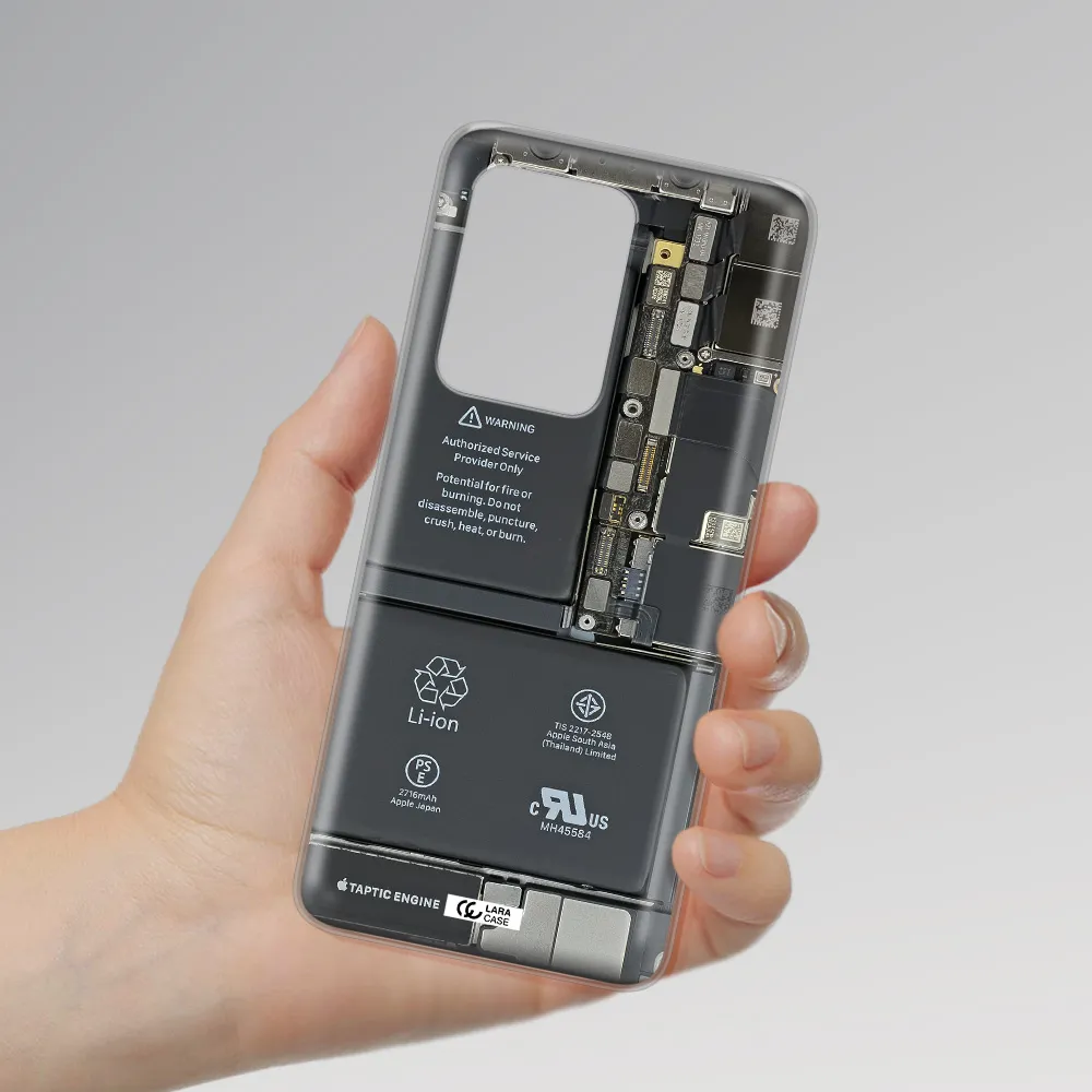 A Close-Up Of A Cell Phone Battery Samsung S20 Ultra Clear Tpu Case
