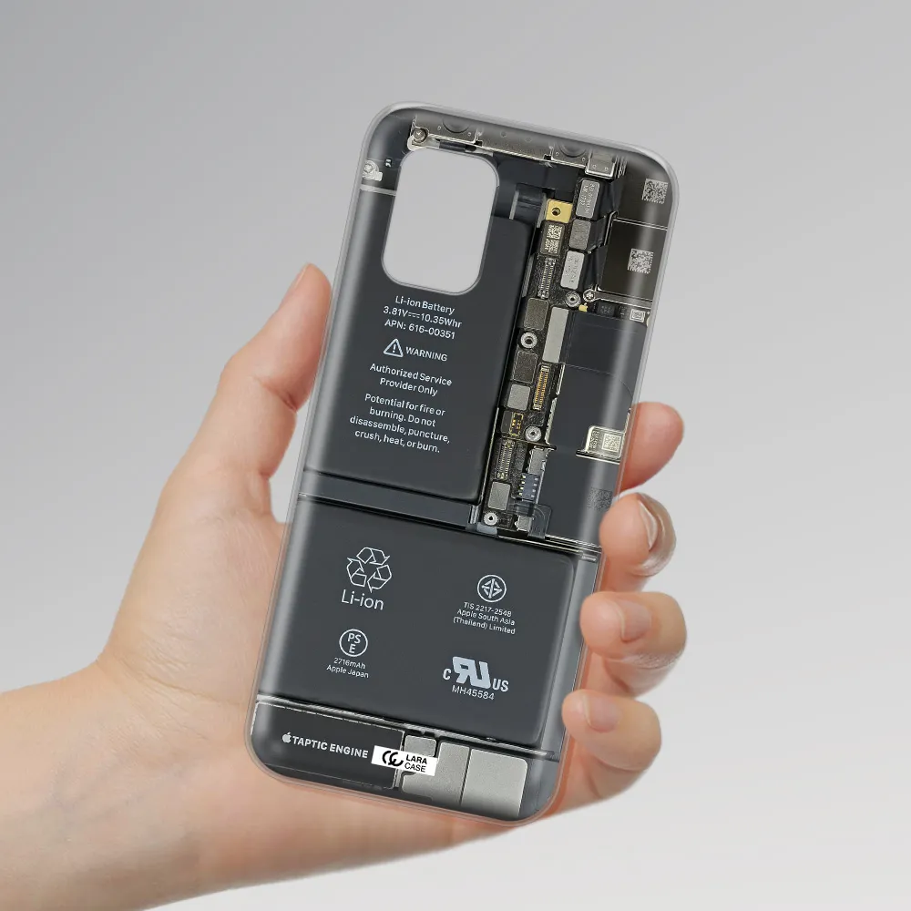 A Close-Up Of A Cell Phone Battery Xiaomi Mi 10 Lite Clear Tpu Case