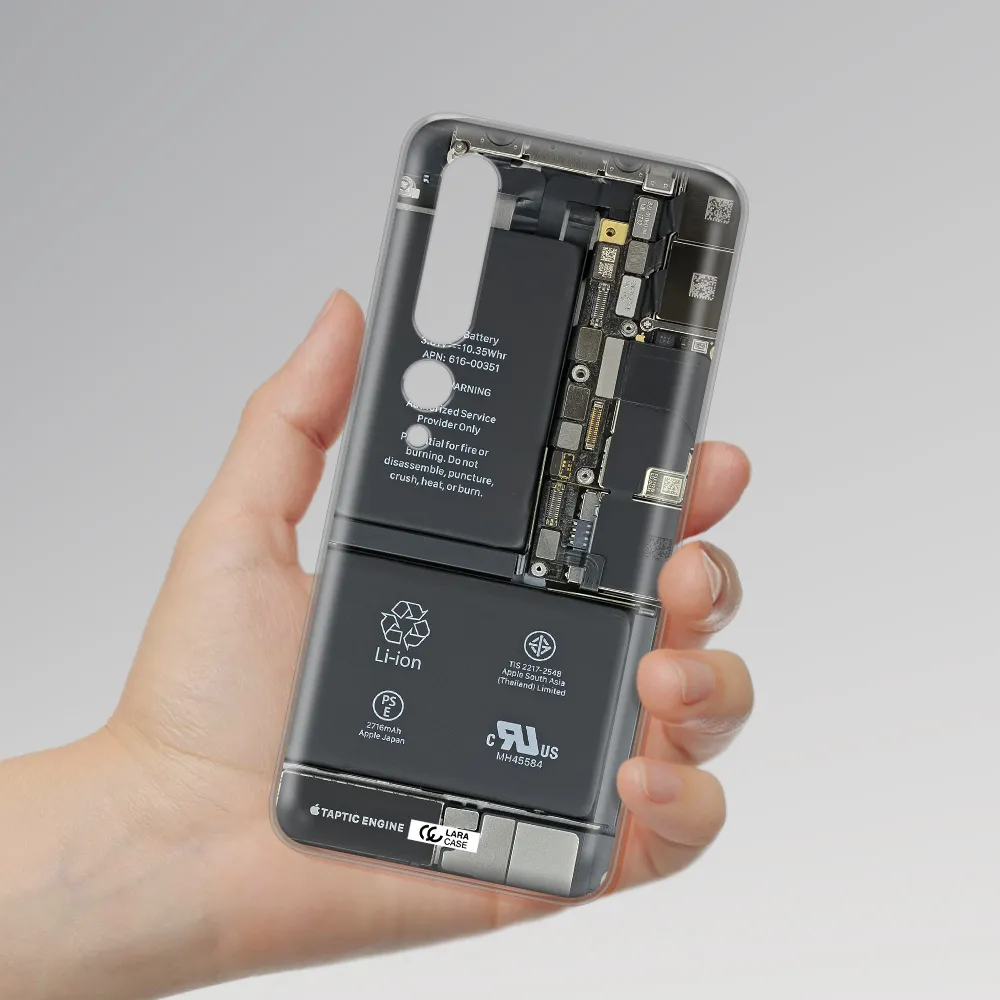 A Close-Up Of A Cell Phone Battery Xiaomi Mi 10 Pro Clear Tpu Case