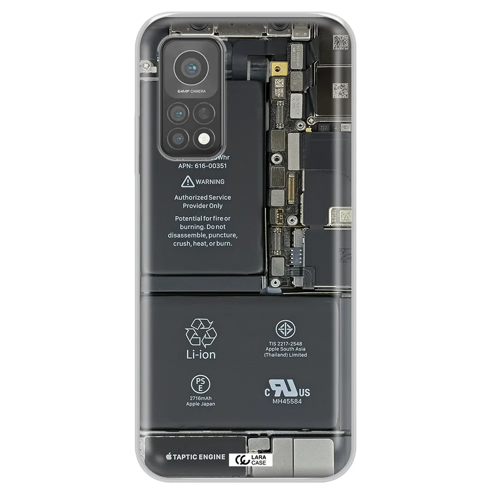 A Close-Up Of A Cell Phone Battery Xiaomi Mi 10 T Pro Clear Tpu Case