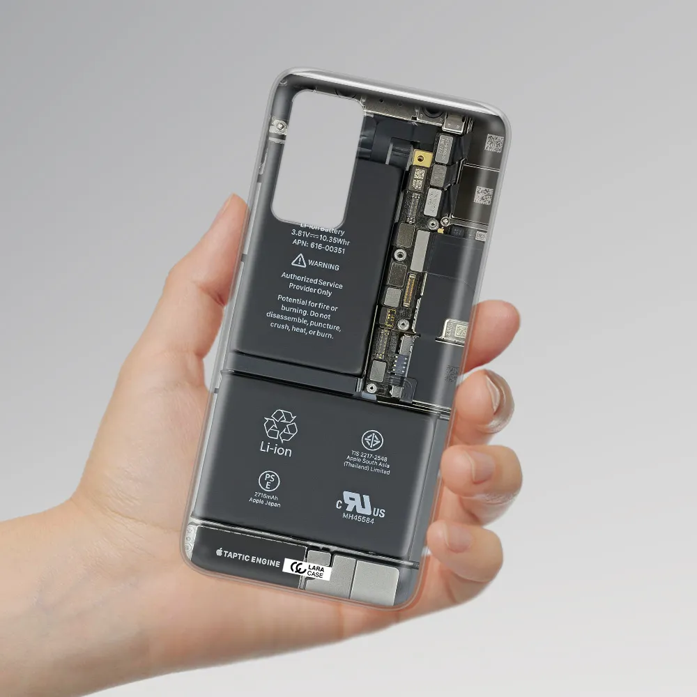 A Close-Up Of A Cell Phone Battery Xiaomi Note 11 Pro Clear Tpu Case