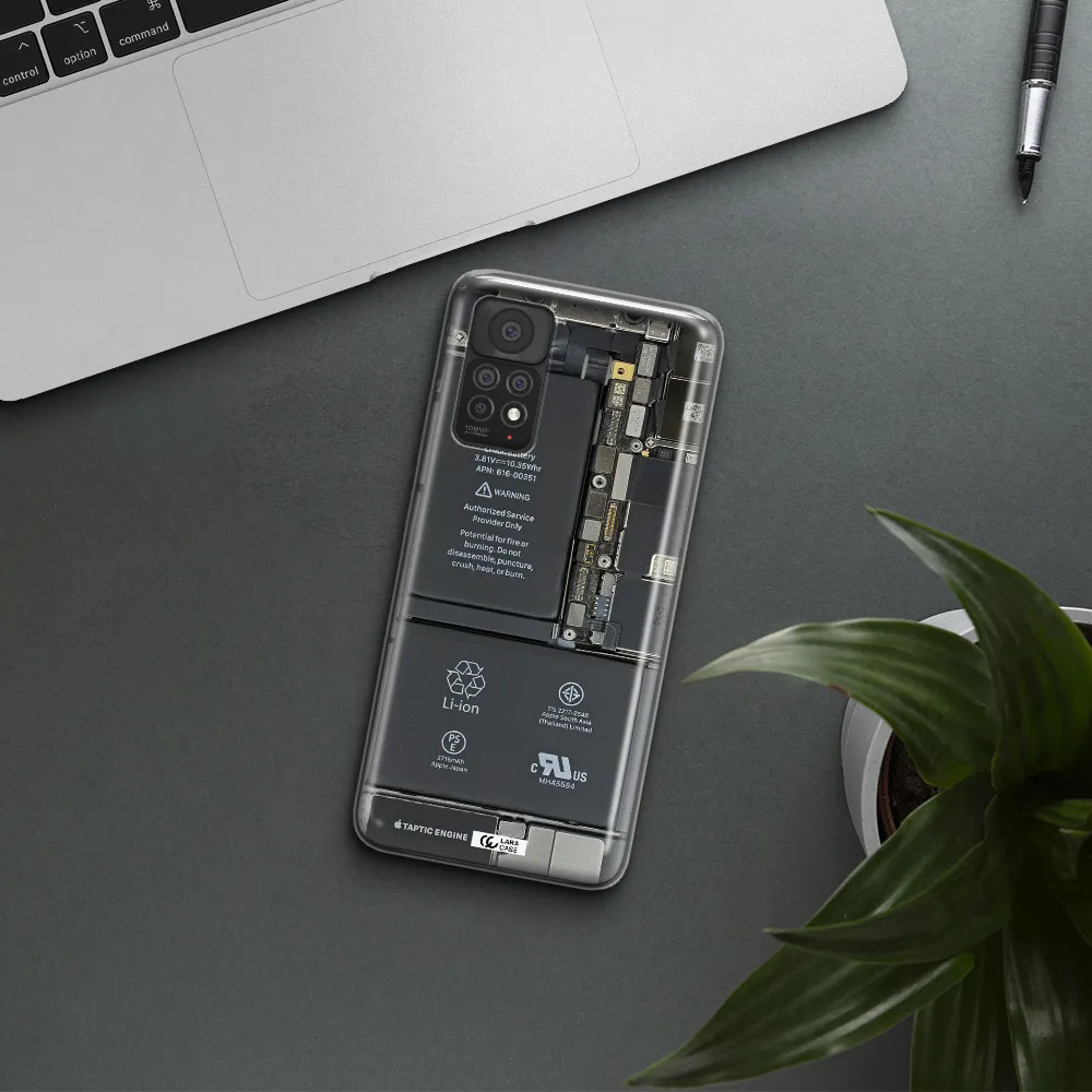 A Close-Up Of A Cell Phone Battery Xiaomi Note 11 Pro Clear Tpu Case