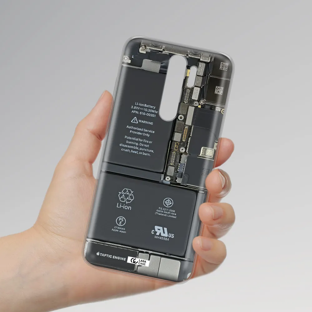 A Close-Up Of A Cell Phone Battery Xiaomi Note 8 Pro Clear Tpu Case