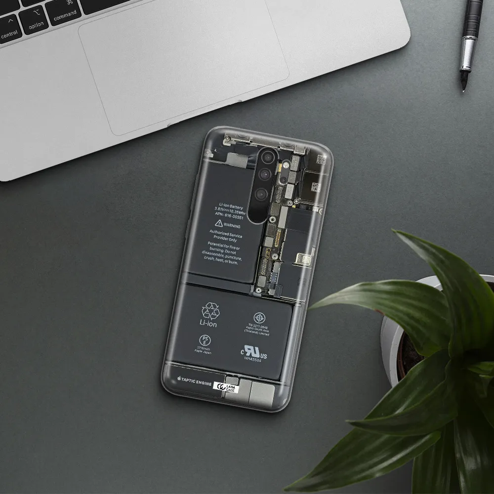 A Close-Up Of A Cell Phone Battery Xiaomi Note 8 Pro Clear Tpu Case