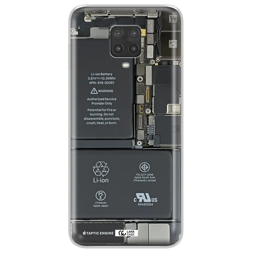 A Close-Up Of A Cell Phone Battery Xiaomi Note 9 Pro Clear Tpu Case