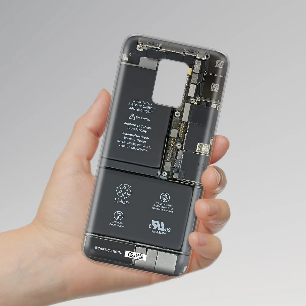 A Close-Up Of A Cell Phone Battery Xiaomi Note 9S Clear Tpu Case