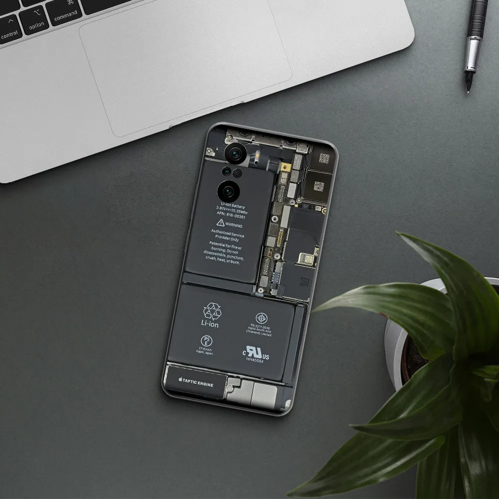 A Close-Up Of A Cell Phone Battery Xiaomi Poco F3 Clear Tpu Case