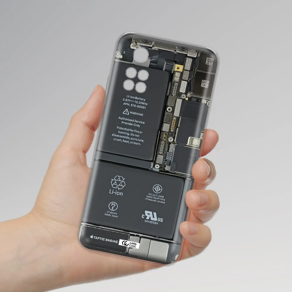 A Close-Up Of A Cell Phone Battery Xiaomi Poco M4 Pro 4G Clear Tpu Case