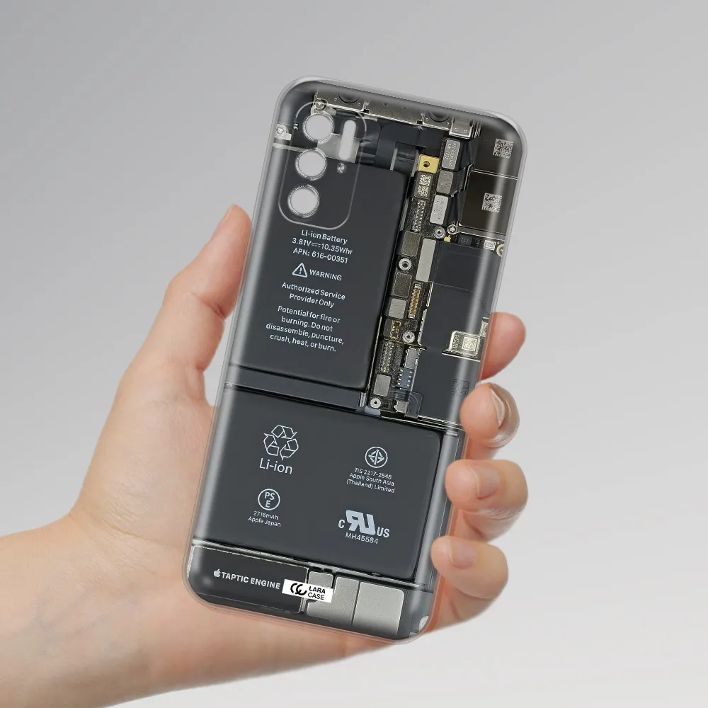 A Close-Up Of A Cell Phone Battery Xiaomi Poco M4 Pro 5G Clear Tpu Case