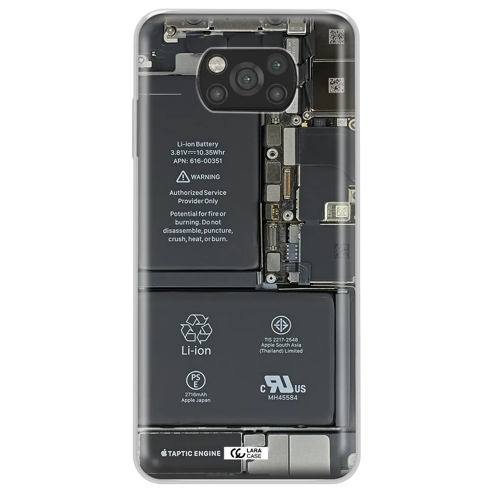 A Close-Up Of A Cell Phone Battery Xiaomi Poco X3 Clear Tpu Case