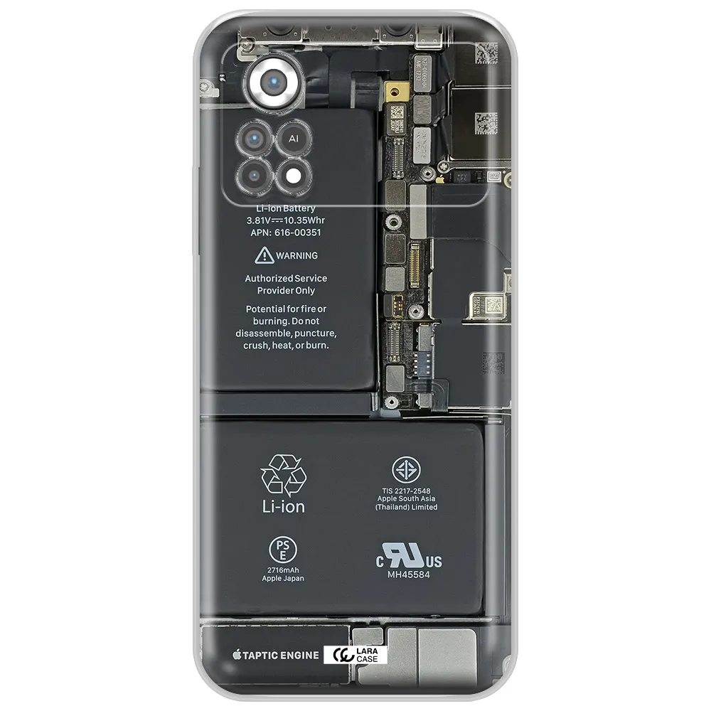 A Close-Up Of A Cell Phone Battery Xiaomi Poco X4 Pro Clear Tpu Case