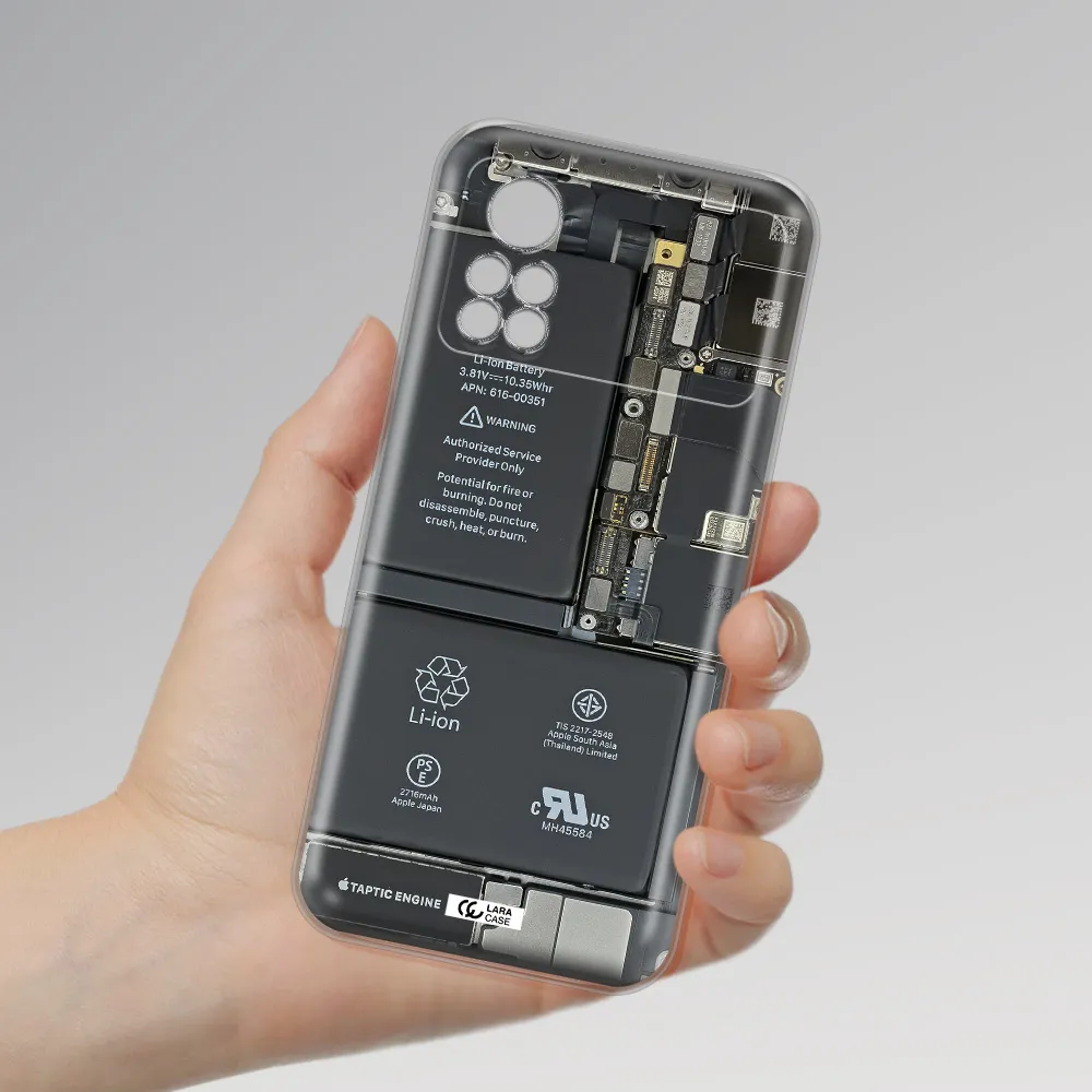 A Close-Up Of A Cell Phone Battery Xiaomi Poco X4 Pro Clear Tpu Case