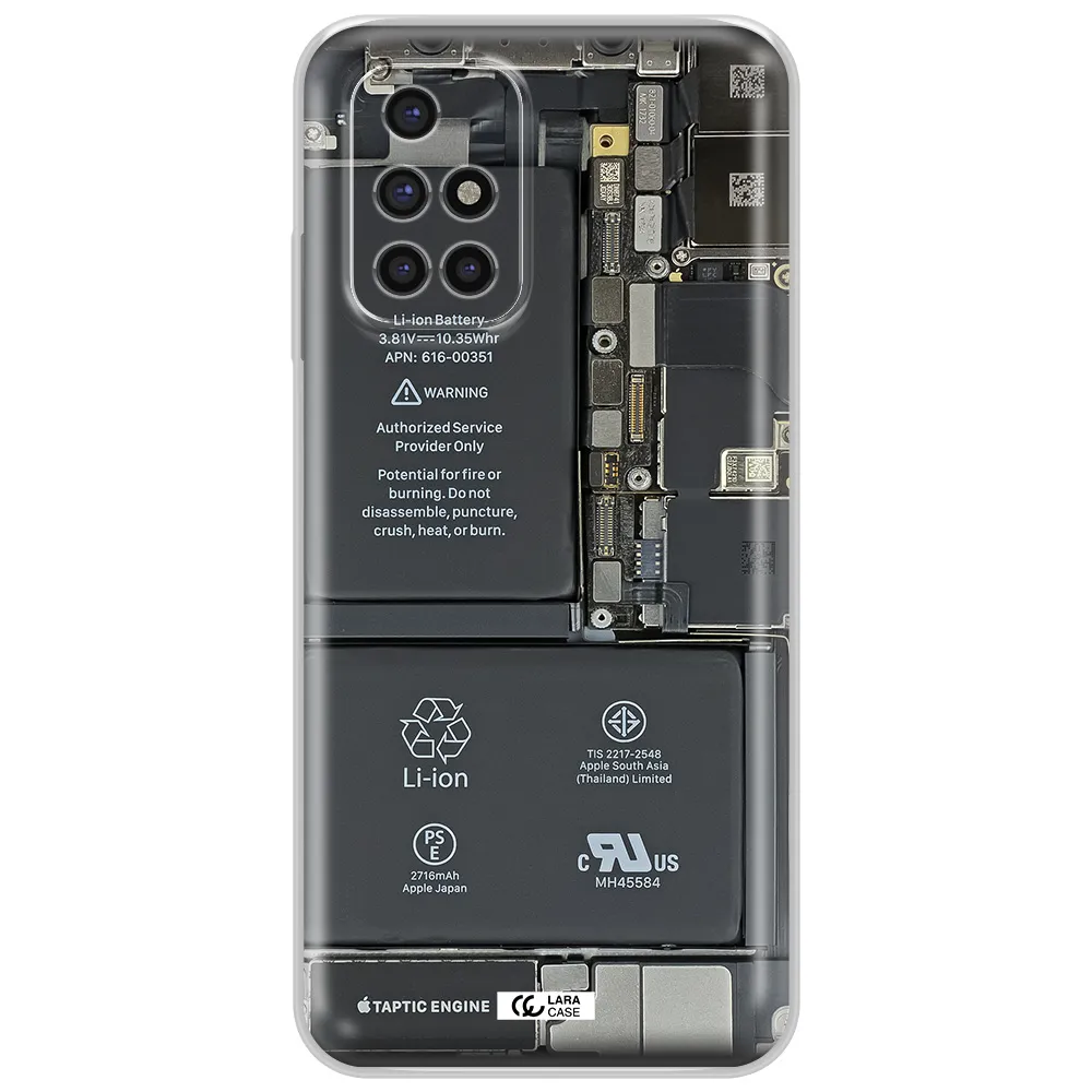 A Close-Up Of A Cell Phone Battery Xiaomi Redmi 10 Clear Tpu Case