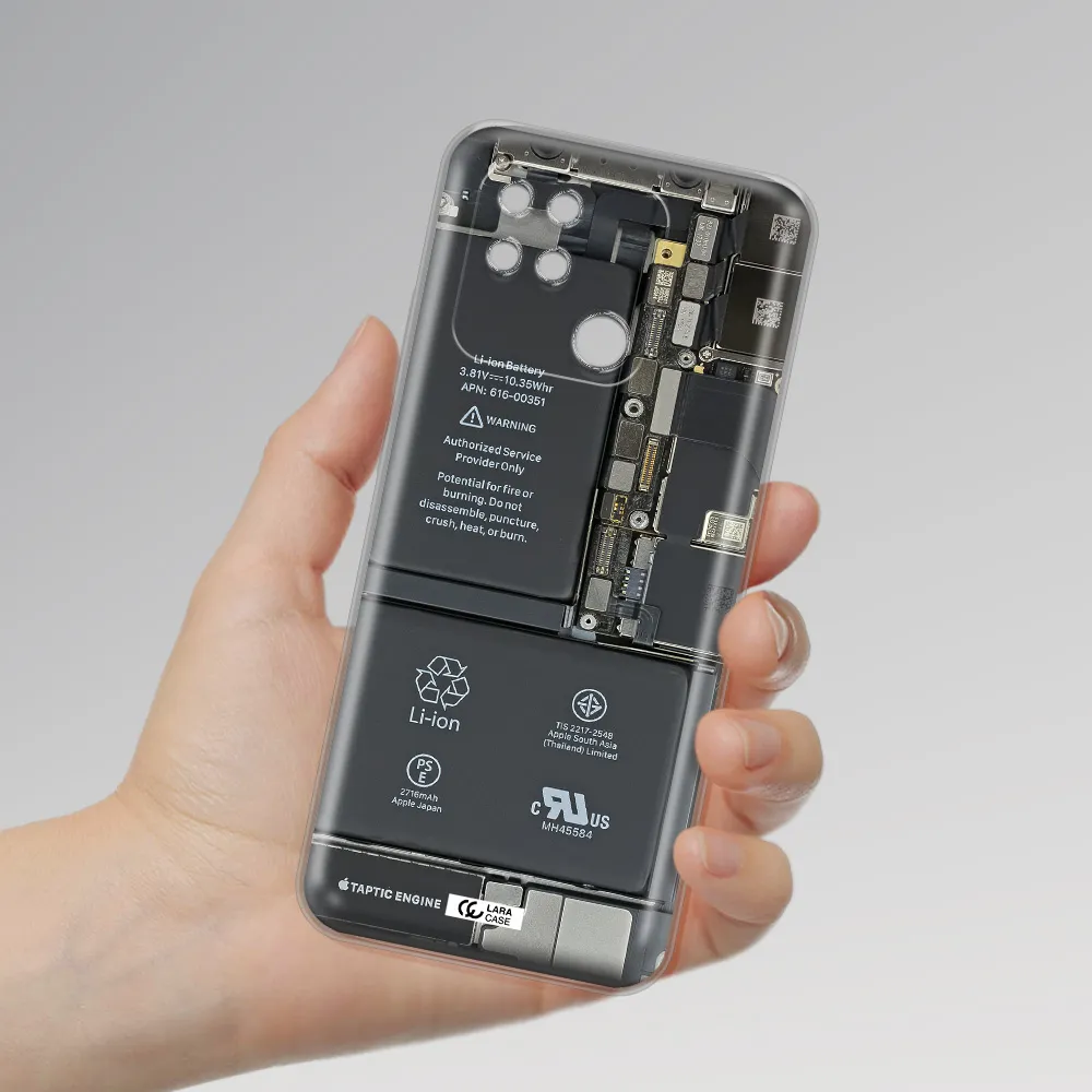 A Close-Up Of A Cell Phone Battery Xiaomi Redmi 10C Clear Tpu Case