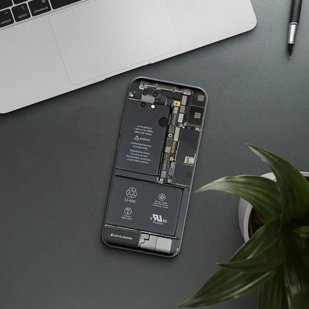 A Close-Up Of A Cell Phone Battery Xiaomi Redmi 10C Clear Tpu Case