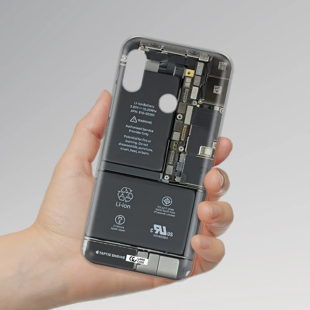 A Close-Up Of A Cell Phone Battery Xiaomi Redmi 6 Pro Clear Tpu Case