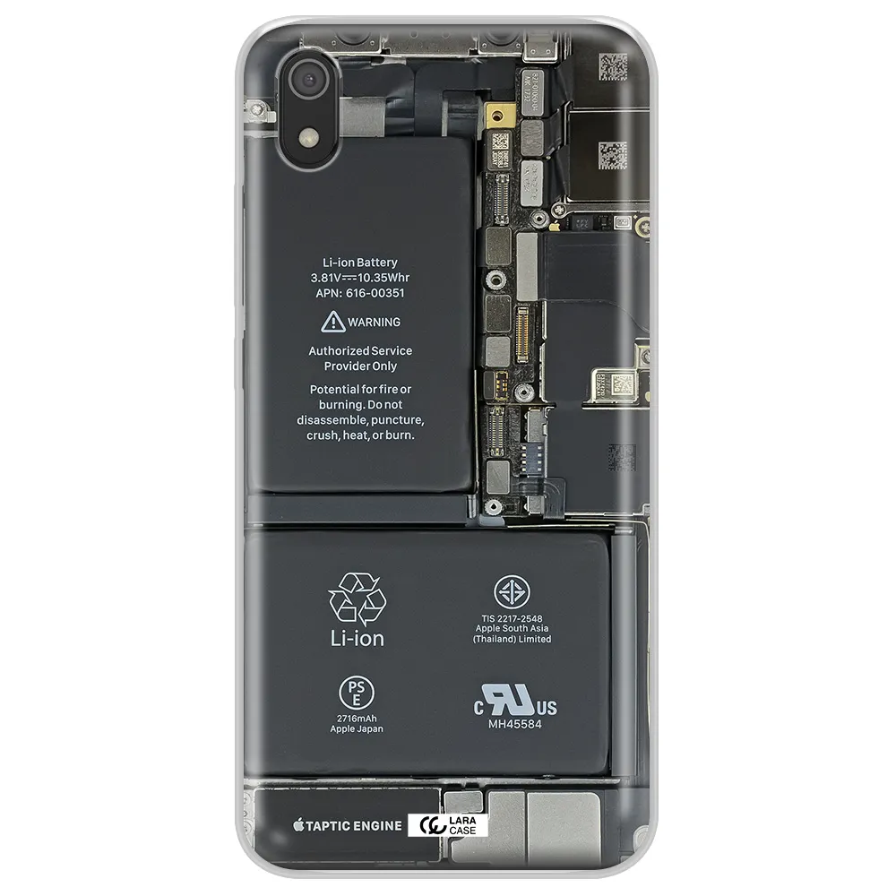 A Close-Up Of A Cell Phone Battery Xiaomi Redmi 7A Clear Tpu Case