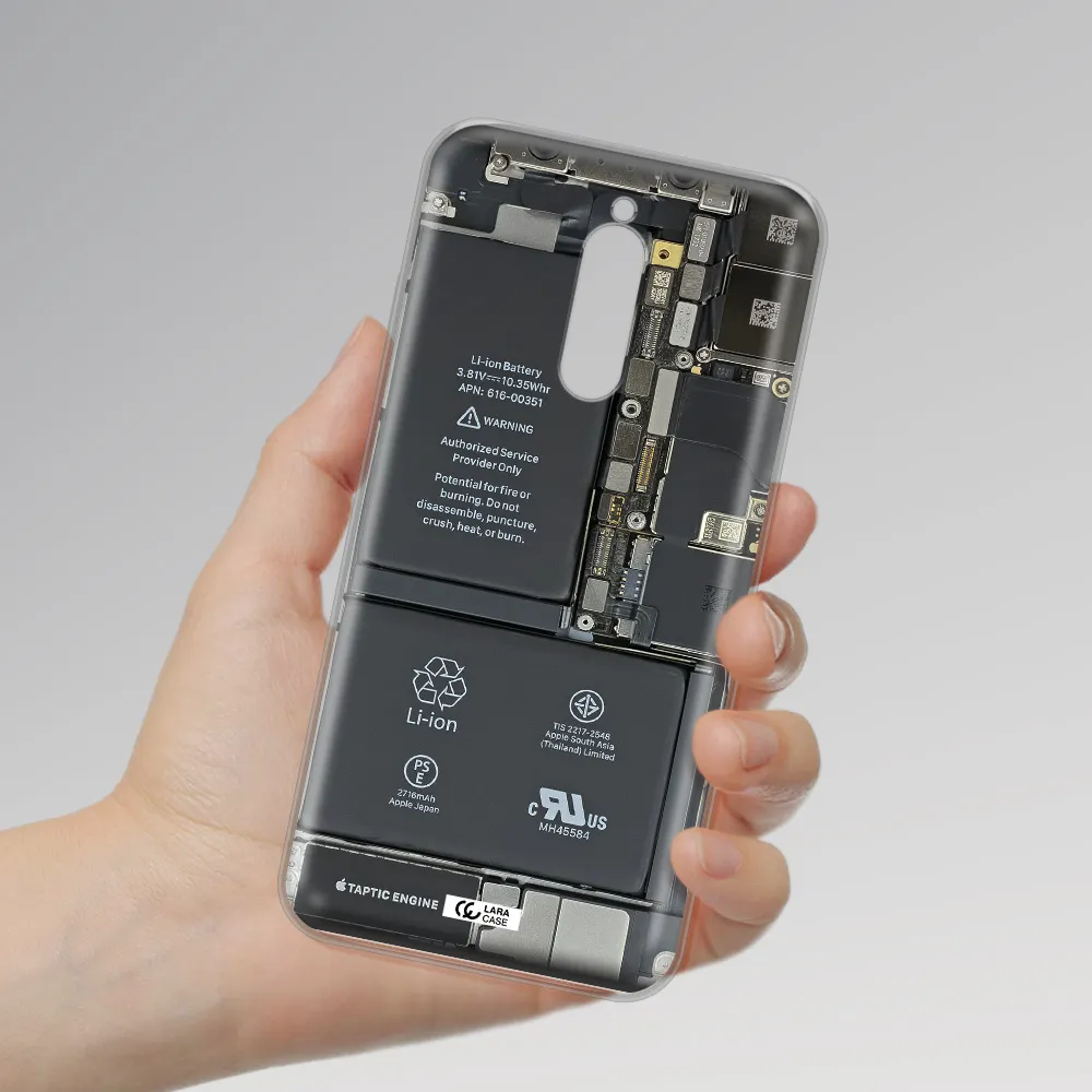 A Close-Up Of A Cell Phone Battery Xiaomi Redmi 8 Clear Tpu Case