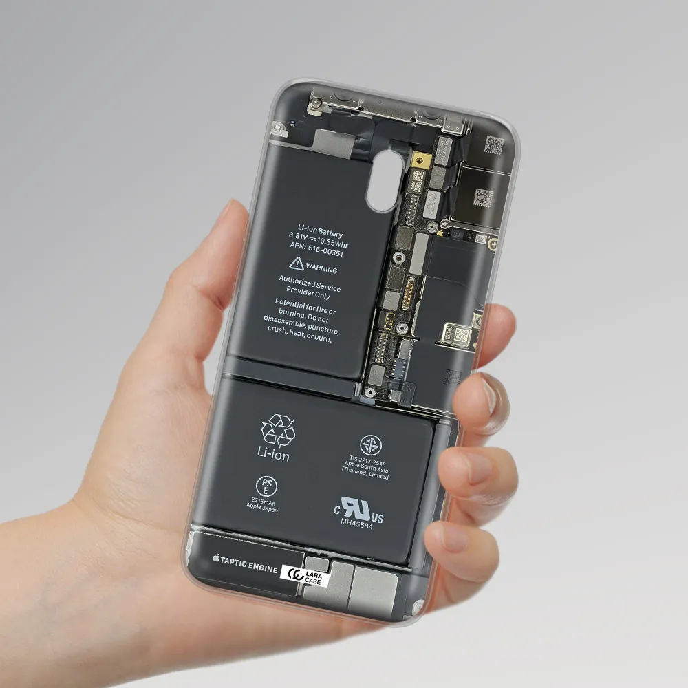 A Close-Up Of A Cell Phone Battery Xiaomi Redmi 8A Clear Tpu Case